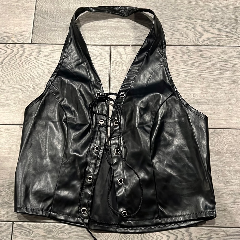 Pleather Halter Top